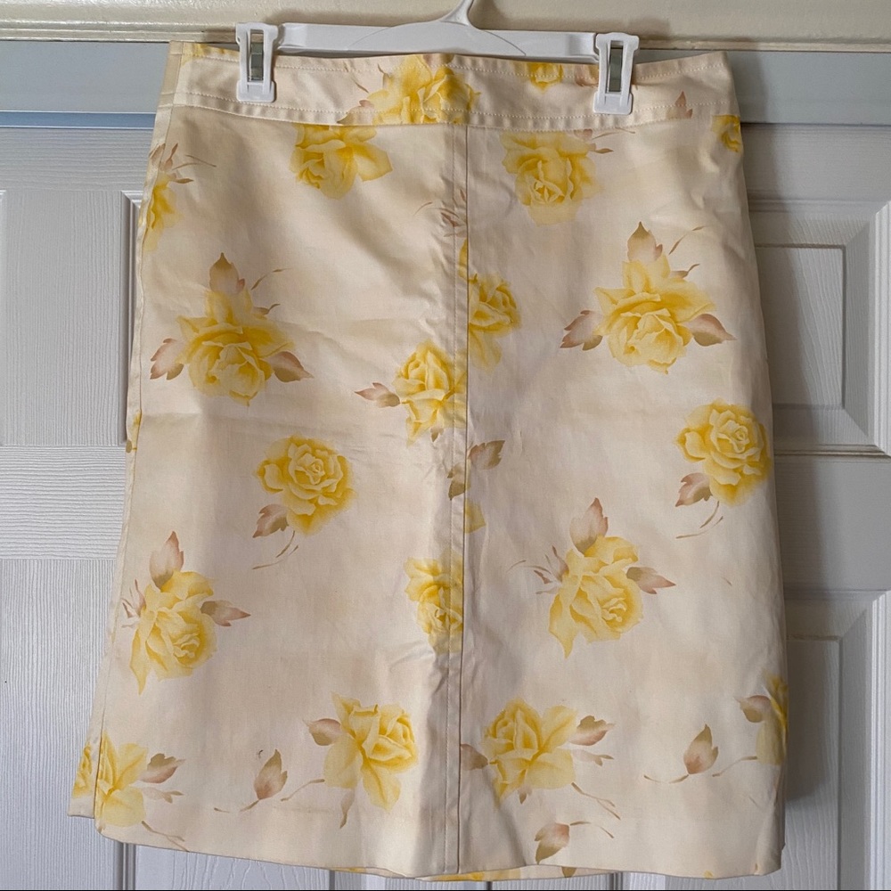 banana republic yellow floral pencil skirt